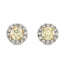 A pair of diamond halo Stud Earrings  0.58ct  NATURAL FANCY LIGHT YELLOW SI-VS WGI 18K yellow and white gold