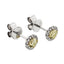 A pair of diamond halo Stud Earrings  0.45ct  NATURAL FANCY LIGHT YELLOW SI-VS WGI 18K yellow and white gold