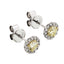 A pair of diamond halo Stud Earrings  0.49ct  NATURAL FANCY LIGHT YELLOW VS2 WGI 18K yellow and white gold
