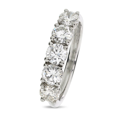 Round Brilliant Cut 5-stone Diamond Ring 1.35ct F-G VS2-SI1 platinum