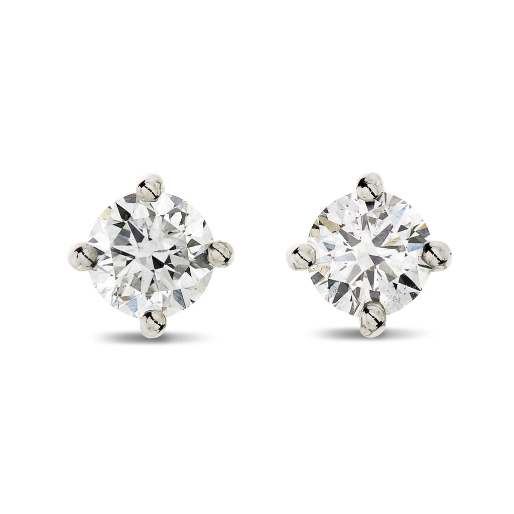 A pair of diamond Stud Earrings 0.62ct G-H SI1 WGI 18K white gold