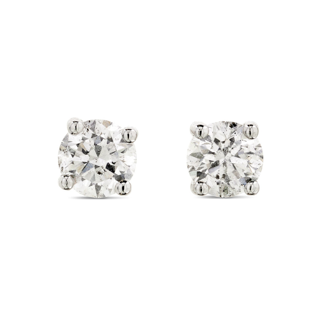 A pair of diamond Stud Earrings 0.61ct F-G VS-SI WGI 18K white gold