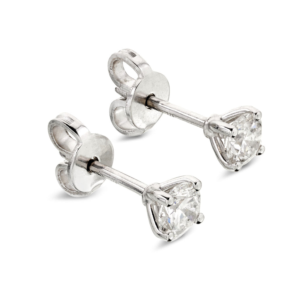 A pair of diamond Stud Earrings 0.80ct I SI2-I1 WGI 18K white gold