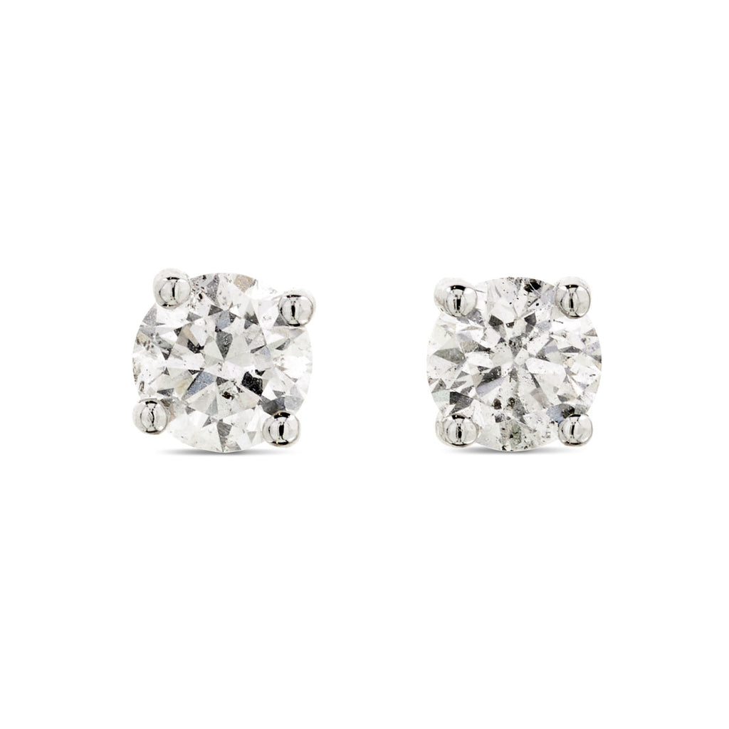 A pair of diamond Stud Earrings 0.44ct F-G VS2-SI1 WGI 18K white gold