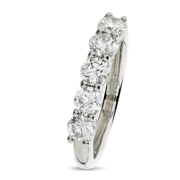 Round Brilliant Cut 5-stone Diamond Ring 1.12ct E-F SI1-SI2 platinum
