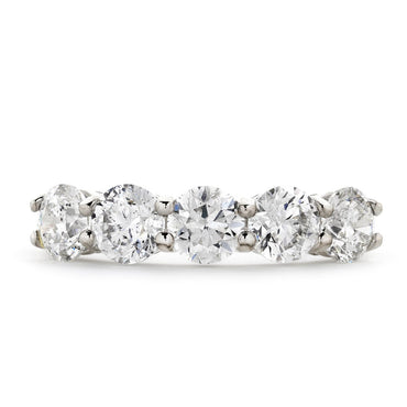 Round Brilliant Cut 5-stone Diamond Ring 2.08ct E-G SI2-SI3 18K white gold