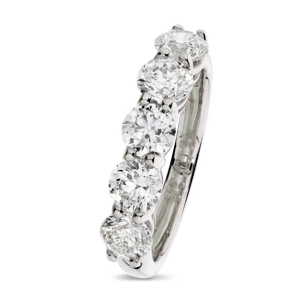 Round Brilliant Cut 5-stone Diamond Ring 2.08ct E-G SI2-SI3 18K white gold