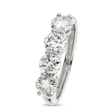 Round Brilliant Cut 4-stone Diamond Ring E-G SI1-SI2 WGI 18K white gold