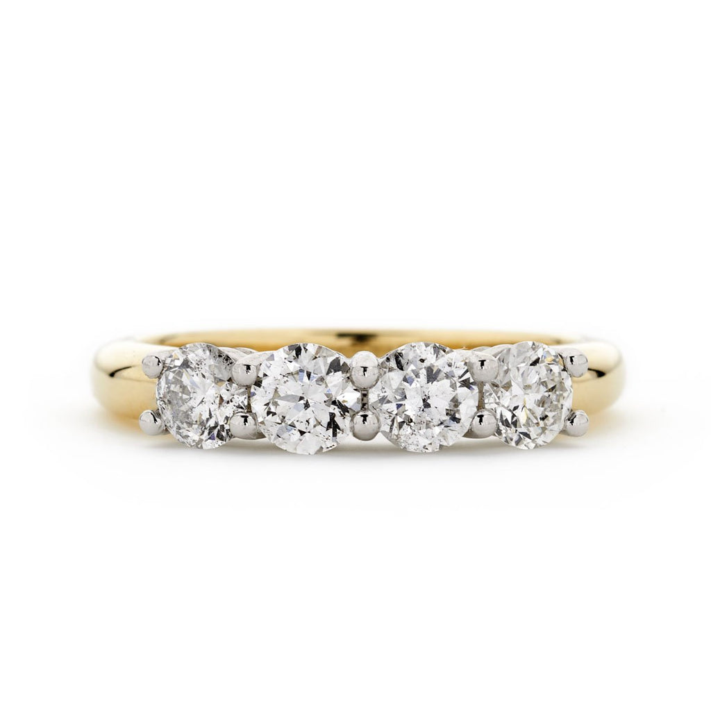 Four Stone Eternity Diamond Ring 1.07ct E/F SI1/2 WGI 18k Yellow/White Gold
