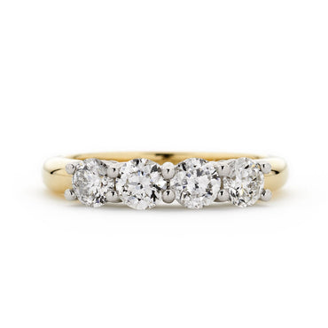 Four Stone Eternity Diamond Ring 1.07ct E/F SI1/2 WGI 18k Yellow/White Gold