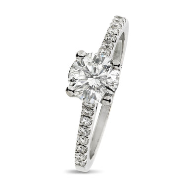 Round Brilliant Cut Solitaire Diamond Ring 1.07ct H I2 WGI 18K White Gold