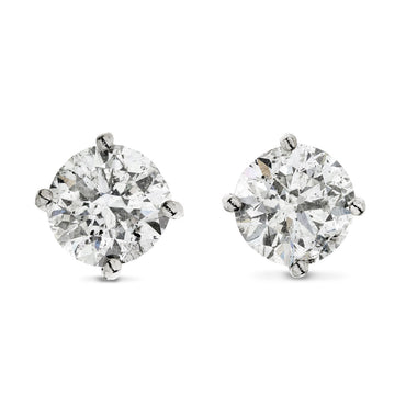 A pair of diamond Stud Earrings 2.41ct G I1 WGI 18K white gold