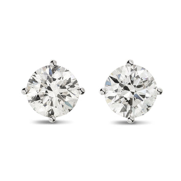 A pair of diamond Stud Earrings 3.04ct H VS2-SI1 WGI 18K white gold