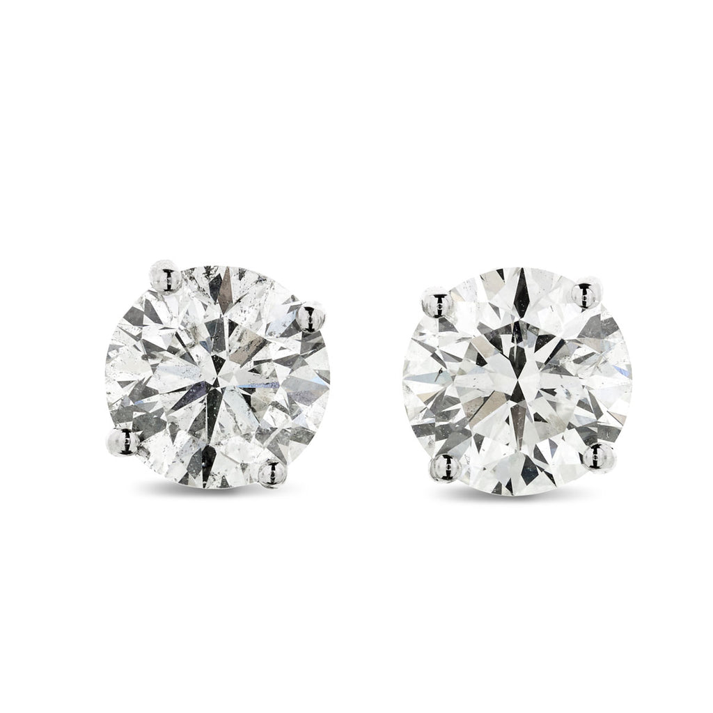 A pair of diamond Stud Earrings 3.41ct I SI1 WGI 18K white gold