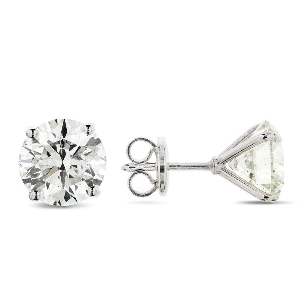 A pair of diamond Stud Earrings 3.41ct I SI1 WGI 18K white gold