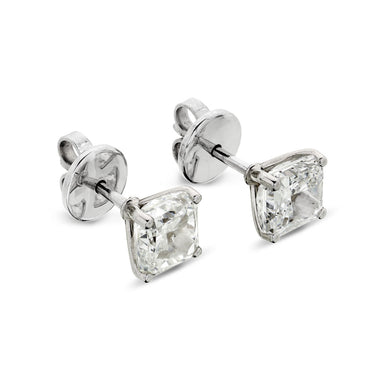 A pair of diamond Stud Earrings 2.82ct E-H SI2 WGI 18K white gold