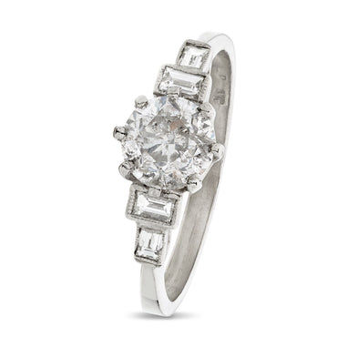 Round Brilliant Cut Solitaire Diamond Ring 1.07ct F I1 WGI Platinum