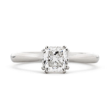 Cushion Cut Solitaire Diamond Ring 1.01ct F SI2 GIA Platinum