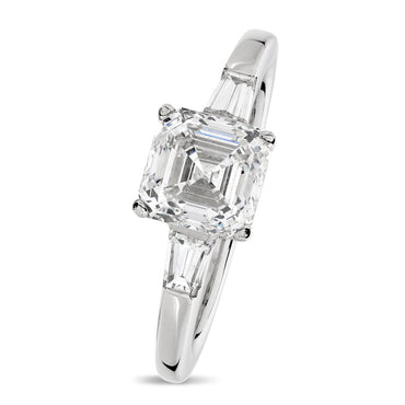 Square Emerald Cut Solitaire Diamond Ring 1.84ct F SI1 WGI 18K White Gold