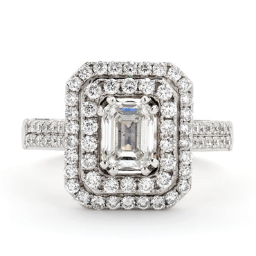 Emerald Cut Solitaire Diamond Ring 1.02ct H SI1 GIA 18K Yellow And White Gold