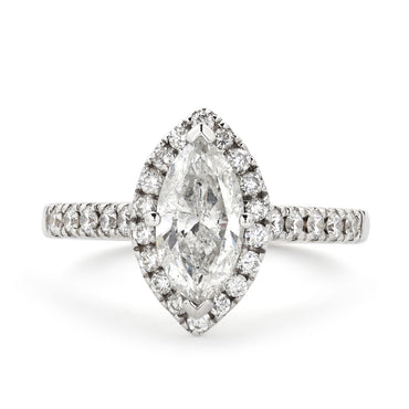 Marquise Cut Solitaire Diamond Ring 1.15ct G I1 WGI 18K White Gold