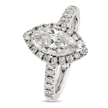 Marquise Cut Solitaire Diamond Ring 1.15ct G I1 WGI 18K White Gold