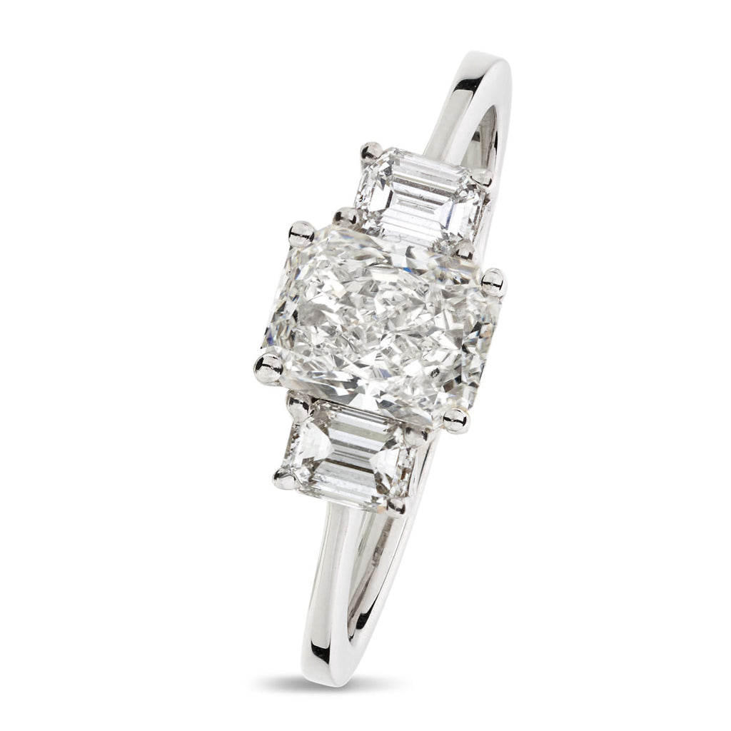 Radiant Cut Solitaire Diamond Ring 1.01ct G SI1 GIA 18K White Gold