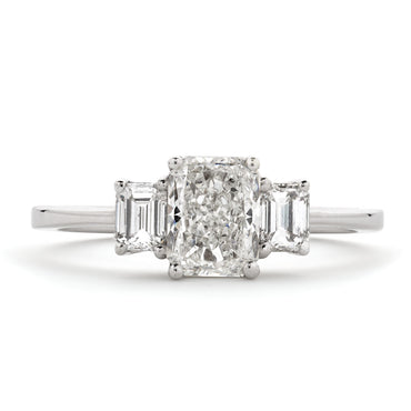 Radiant Cut Solitaire Diamond Ring 1.01ct G SI1 GIA 18K White Gold