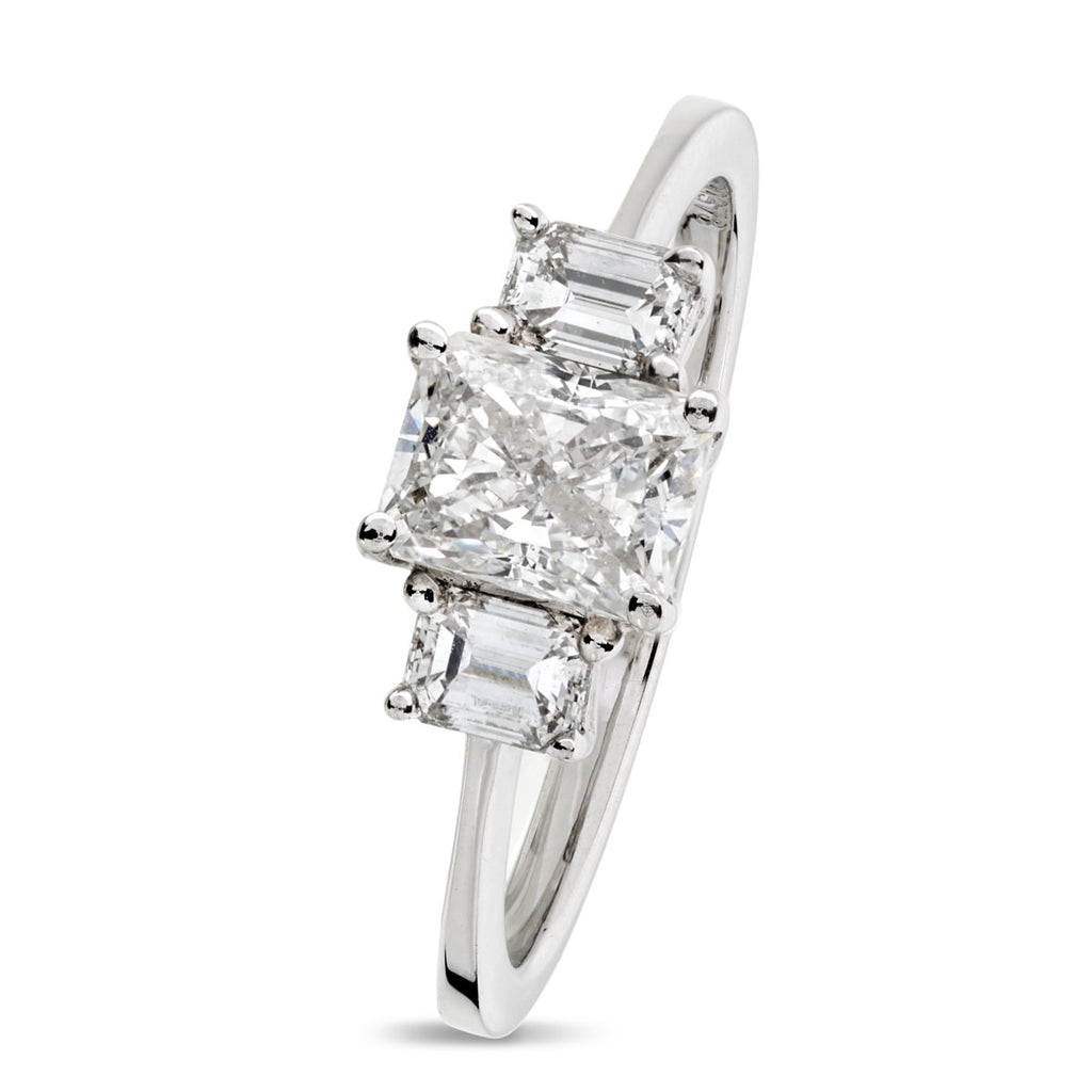 Radiant Cut Solitaire Diamond Ring 1ct G SI1 GIA 18K White Gold