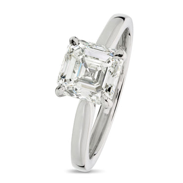 Square Emerald Cut Solitaire Diamond Ring 2ct K VVS2 GIA 18K White Gold