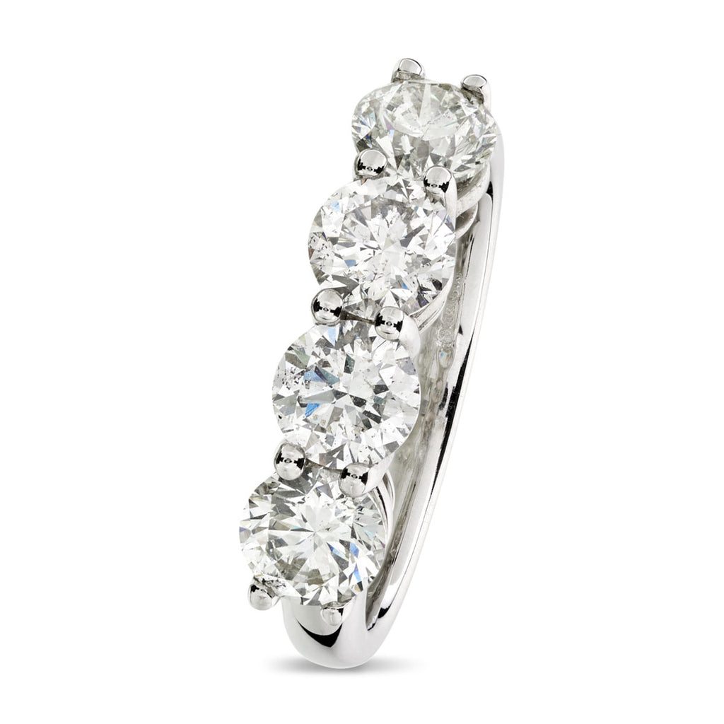 Round Brilliant Cut 4-stone Diamond Ring 2.13ct F-G SI1-SI2 WGI 18K White Gold