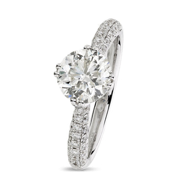 Round Brilliant Cut Solitaire Diamond Ring 1.52ct I SI1 WGI 18K White Gold