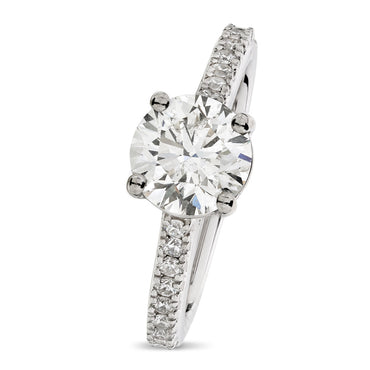 Round Brilliant Cut Solitaire Diamond Ring 1.54ct H SI2 WGI Platinum