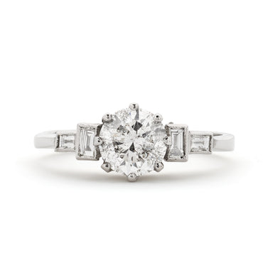 Round Brilliant Cut Solitaire Diamond Ring 1.02ct F SI3 WGI Platinum