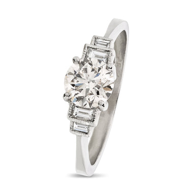 Round Brilliant Cut Solitaire Diamond Ring 0.9ct I VS2 WGI Platinum