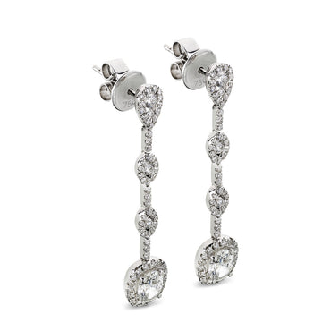 A pair of cushion cut diamond Drop Earrings 1.02ct H-I VS2 WGI 18K white gold