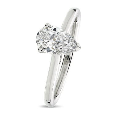 Pear-shape Solitaire Diamond Ring 1.01ct E SI1 IGI 18K White Gold