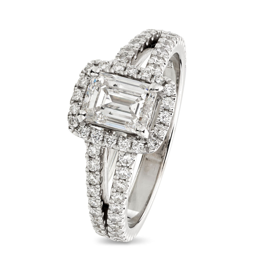 Emerald Cut Solitaire Diamond Ring 1.04ct I SI2 GIA 18K White Gold