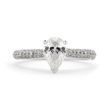 Pear Shape Diamond 0.90ct H SI1 WGI 18k White Gold Engagement Ring