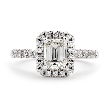 Emerald Cut Solitaire Diamond Ring 1ct K VS2 WGI 18K White Gold