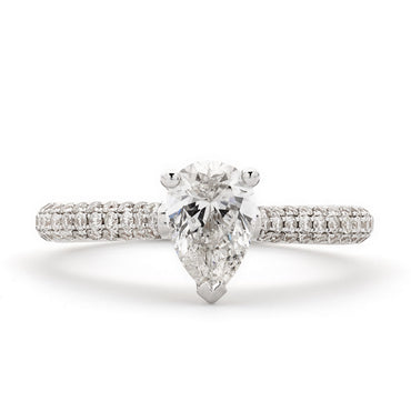 Pear-shape Solitaire Diamond Ring 0.92ct F SI1 WGI 18K White Gold