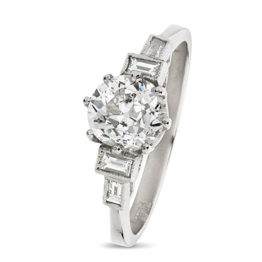 Round Old Cut Solitaire Diamond Ring 1.24ct F SI3 WGI Platinum