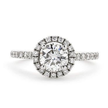 Round Brilliant Cut Solitaire Diamond Ring 1.02ct H I1 GIA 18K White Gold