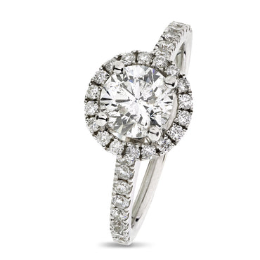 Round Brilliant Cut Solitaire Diamond Ring 1.02ct H I1 GIA 18K White Gold