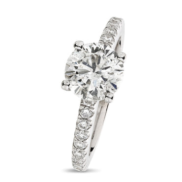 Round Brilliant Cut Solitaire Diamond Ring 1.57ct H SI2 WGI 18K White Gold