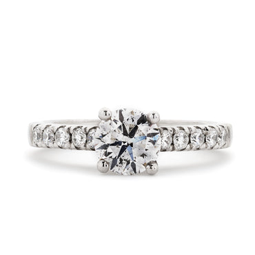 Round Brilliant Cut Solitaire Diamond Ring 1ct F SI WGI 18K White Gold