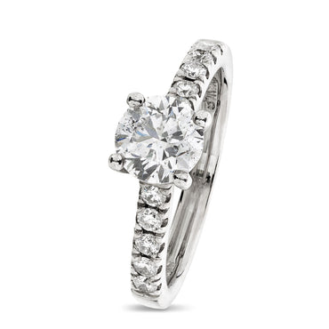 Round Brilliant Cut Solitaire Diamond Ring 1ct F SI WGI 18K White Gold