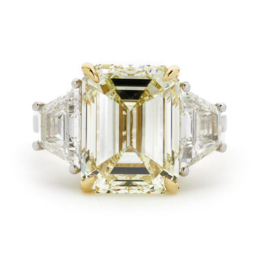 Emerald Cut Solitaire Diamond Ring 8.01ct Y-Z VS1 GIA 18K Yellow And White Gold