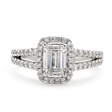 Emerald Cut Solitaire Diamond Ring 1.2ct G SI2 GIA 18K White Gold