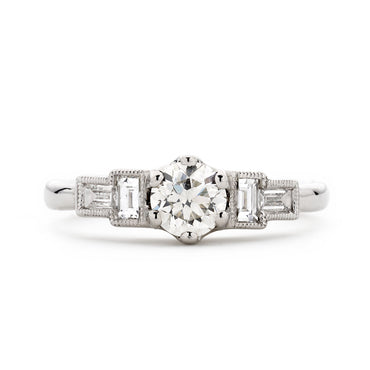 Round Brilliant Cut Solitaire Diamond Ring 0.52ct I VS2 WGI Platinum
